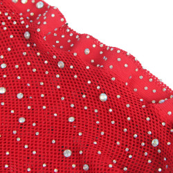 Subblime - 952181 Bodystocking Resille Avec Gants Et Diamants Rouge Taille Unique
